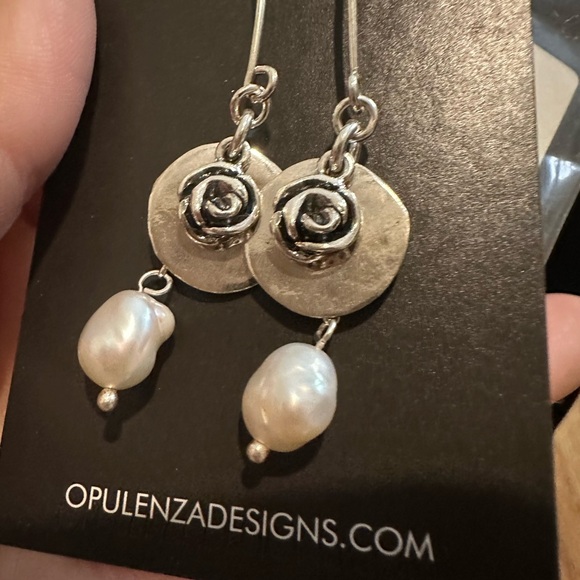 Silver Pearl Earrings - Picture 2 of 5